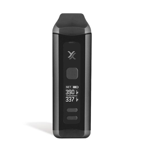 Black Front View Exxus Vape Mini Plus Vaporizer on white background