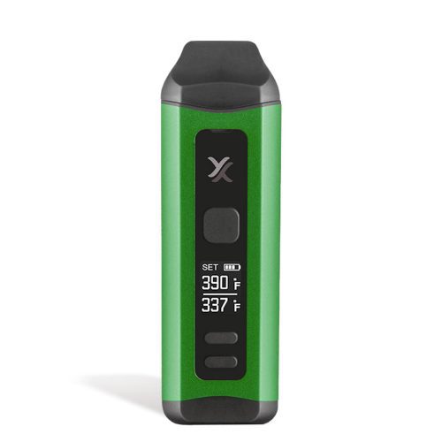 Green Front View  Exxus Vape Mini Plus Vaporizer on white background