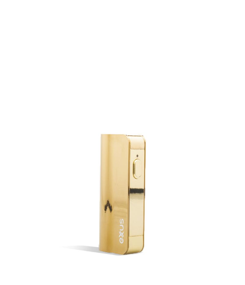 Gold Tech side view Exxus Vape Snap VV Mini Cartridge Vaporizer on white studio background